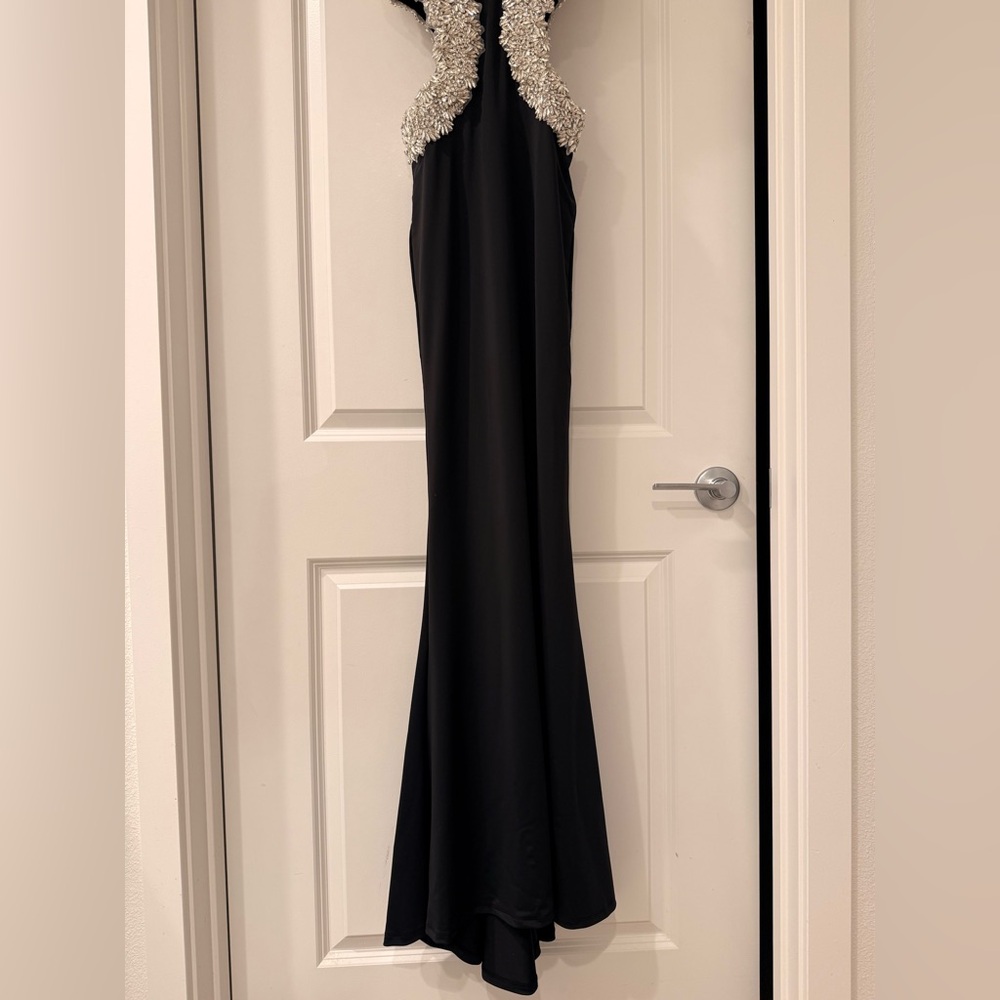 NWOT BRONX AND BANCO Camila Black Rhinestone Cutout Gown - Picture 10 of 15